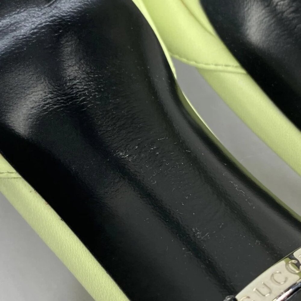 Gucci Womens Sandals Pistachio Green Size 7 Charlotte Nappa GG Buckle Heeled - Picture 12 of 13